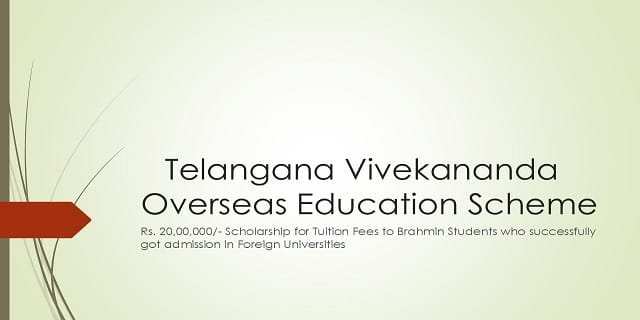 Poster of Vivekananda Overseas Education Scheme Telangana