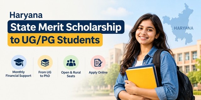 Haryana State Merit Scholarship to UG PG Students